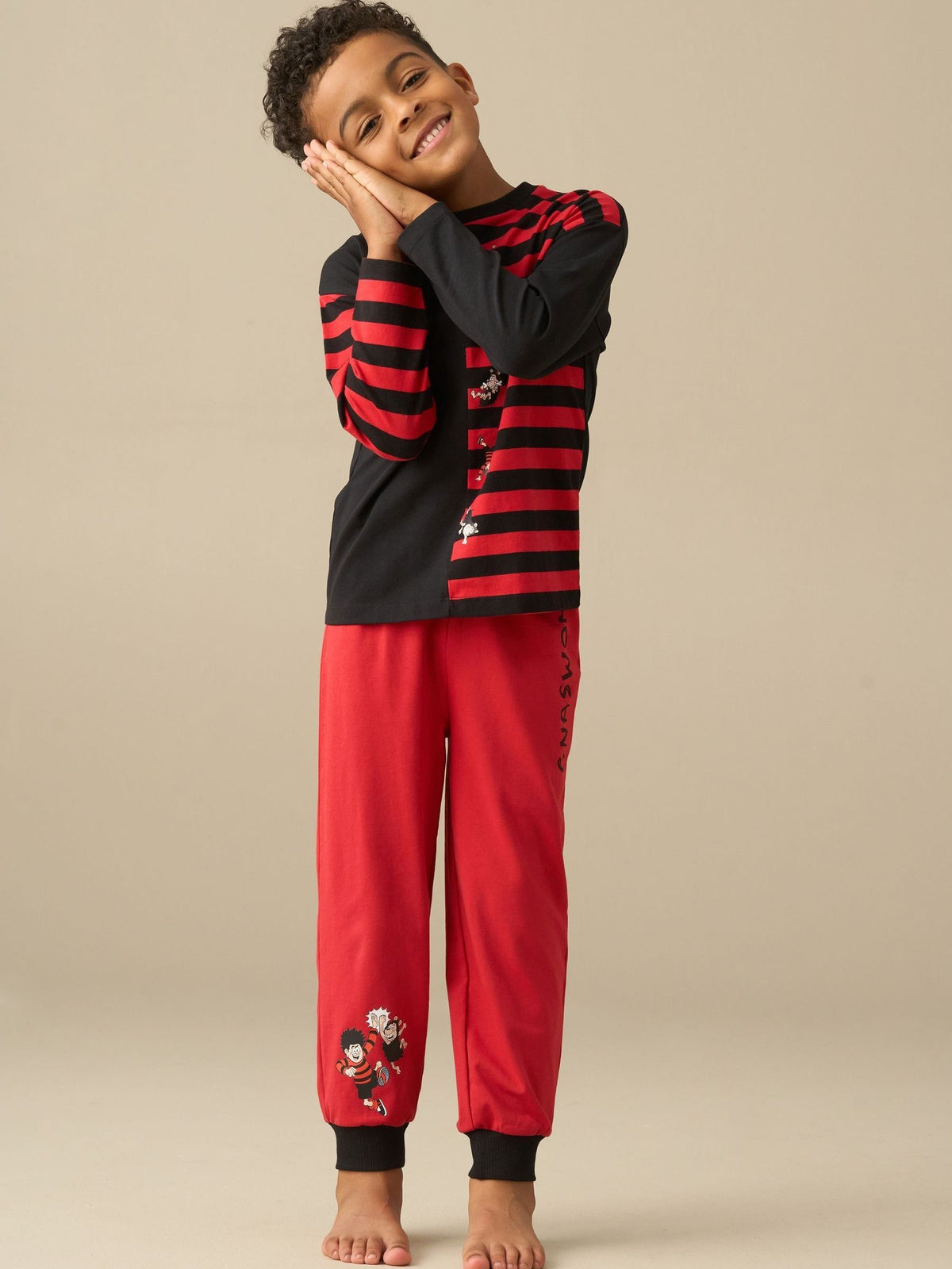 Angel & Rocket Red Beano Red & Black Stripe Printed Pyjamas - image 2