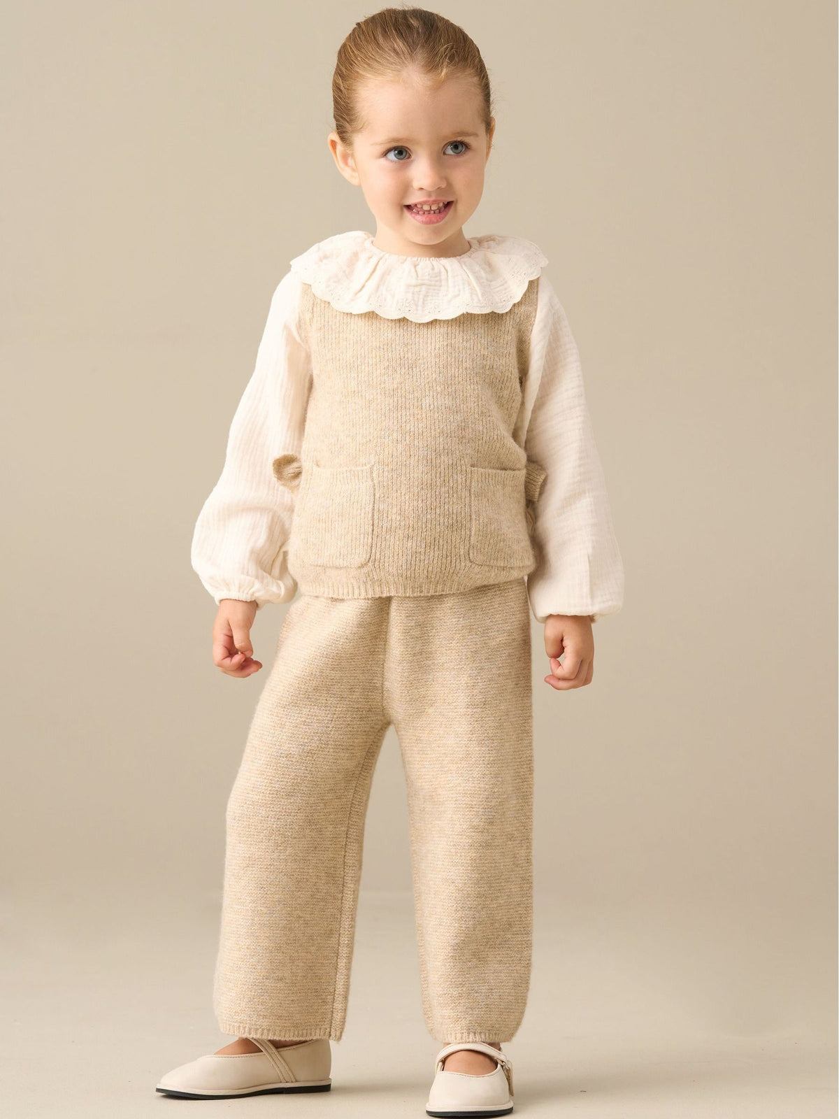 Angel & Rocket Brown Dottie Layered Knitted Jumper And Trousers Set - image 1