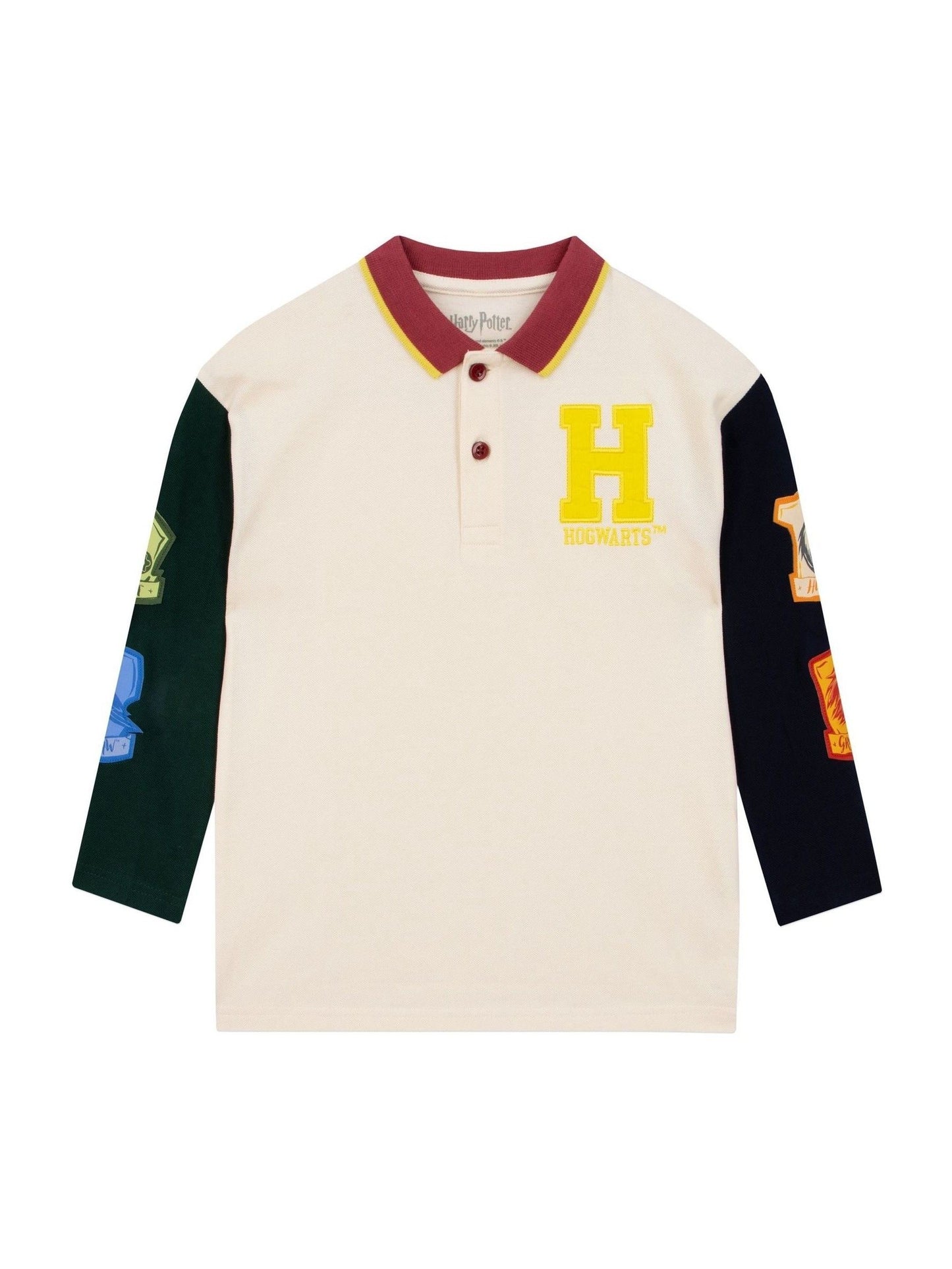 Dsiney Kidz - Character Cream Harry Potter Long Sleeve Polo Shirt - Hogwarts image 1