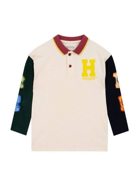 Disney Kidz - Character Cream Harry Potter Long Sleeve Polo Shirt - Hogwarts image 1