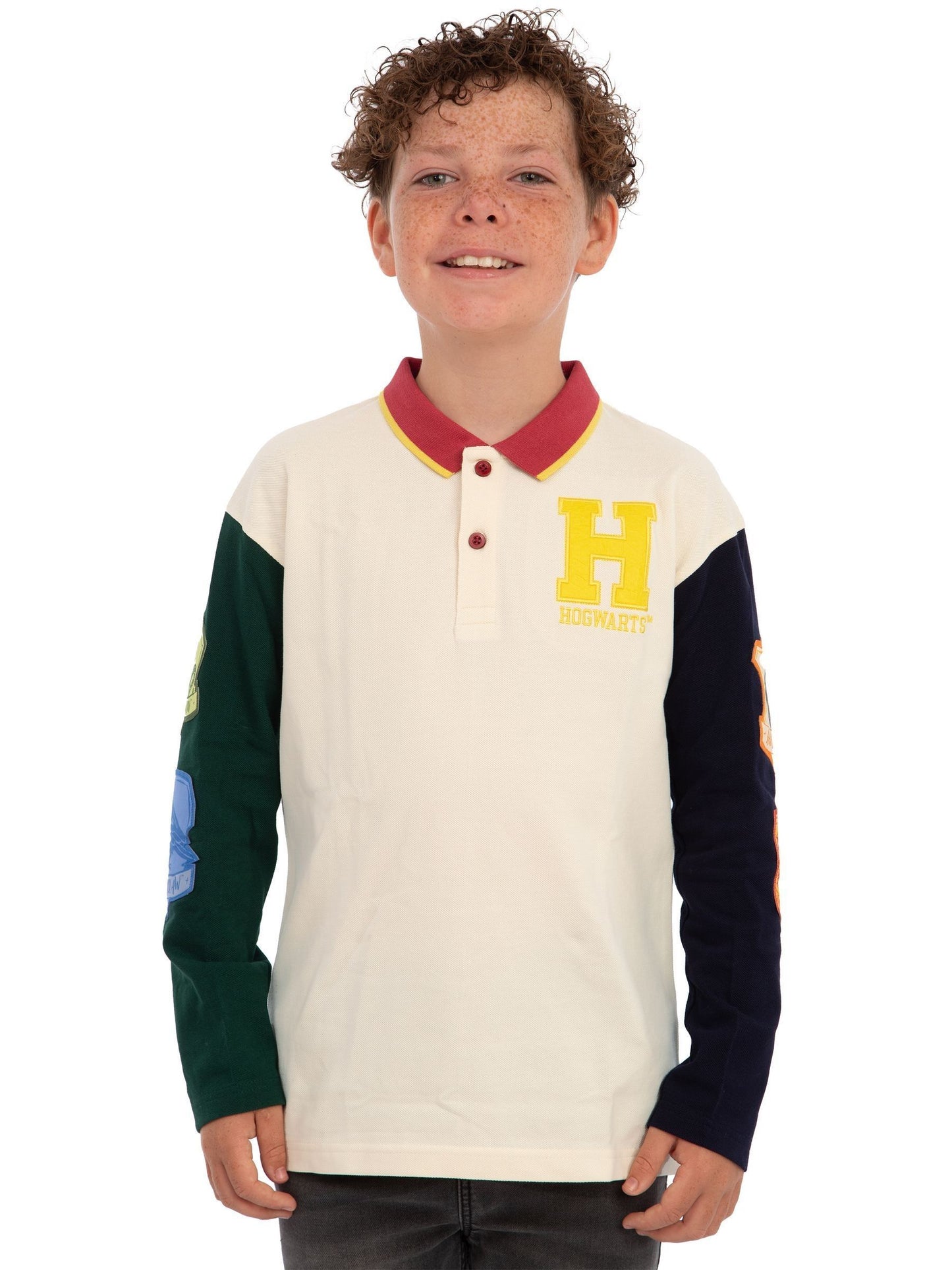 Dsiney Kidz - Character Cream Harry Potter Long Sleeve Polo Shirt - Hogwarts image 5