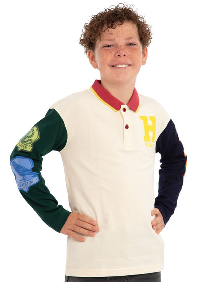 Dsiney Kidz - Character Cream Harry Potter Long Sleeve Polo Shirt - Hogwarts image 7