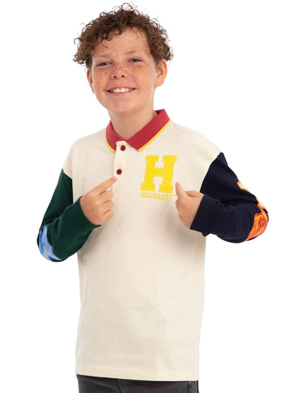 Dsiney Kidz - Character Cream Harry Potter Long Sleeve Polo Shirt - Hogwarts image 8