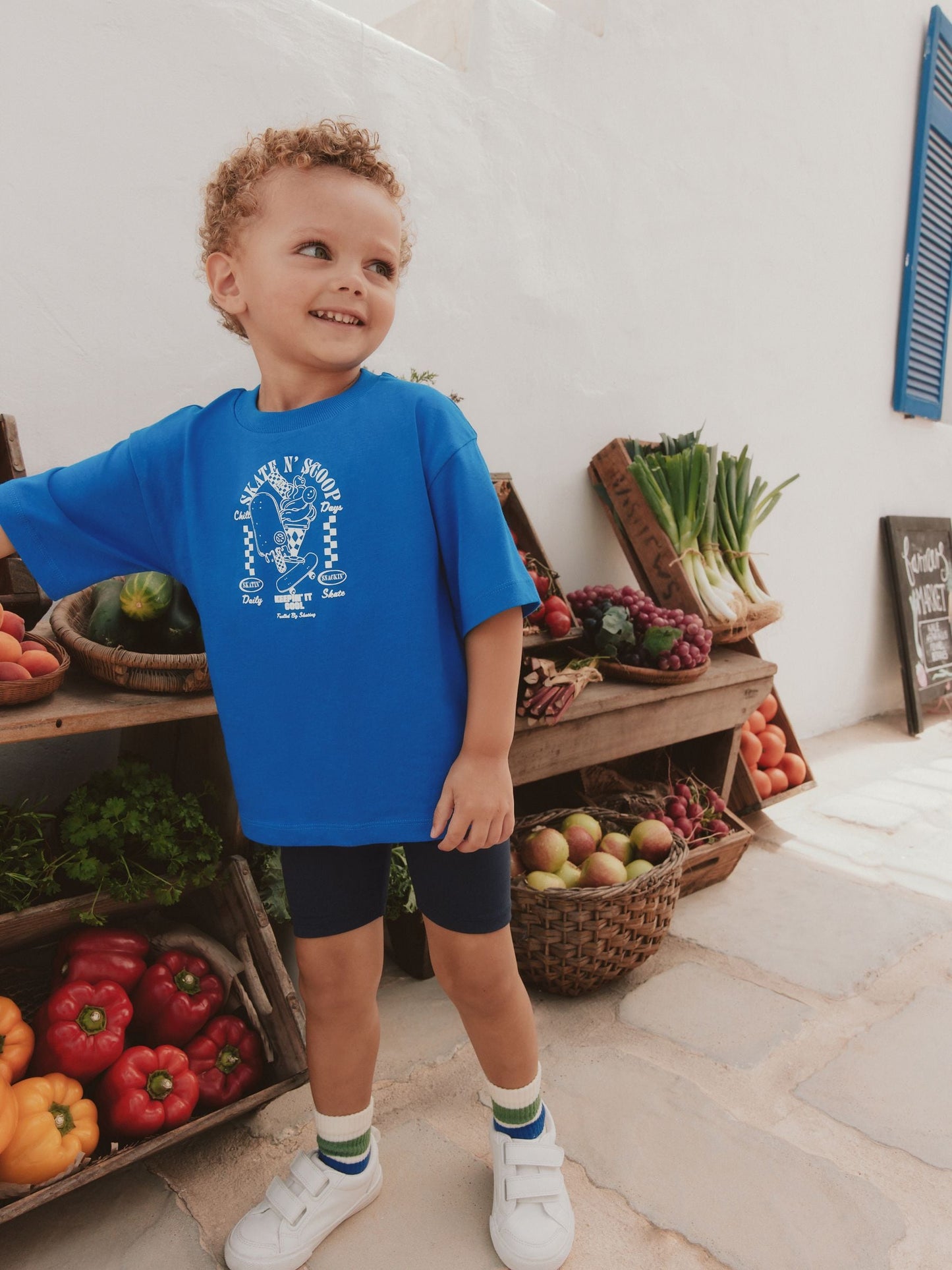 Cobalt Blue Short Sleeve T-Shirt and Cycling Shorts Set (3mths-7yrs) image 1