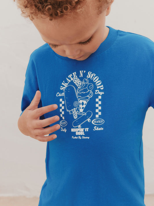 Cobalt Blue Short Sleeve T-Shirt and Cycling Shorts Set (3mths-7yrs) image 2