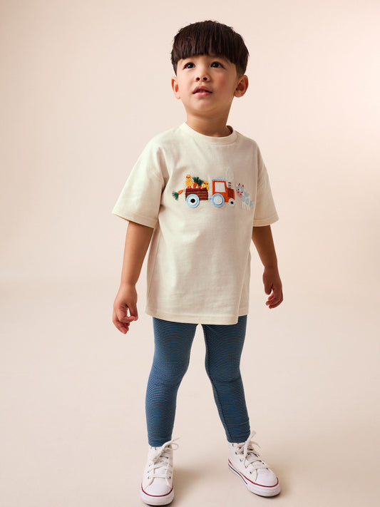 Neutral Farm Animals Short Sleeve T-Shirt and Leggings Set (3mths-7yrs) image 1