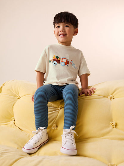 Neutral Farm Animals Short Sleeve T-Shirt and Leggings Set (3mths-7yrs) image 2