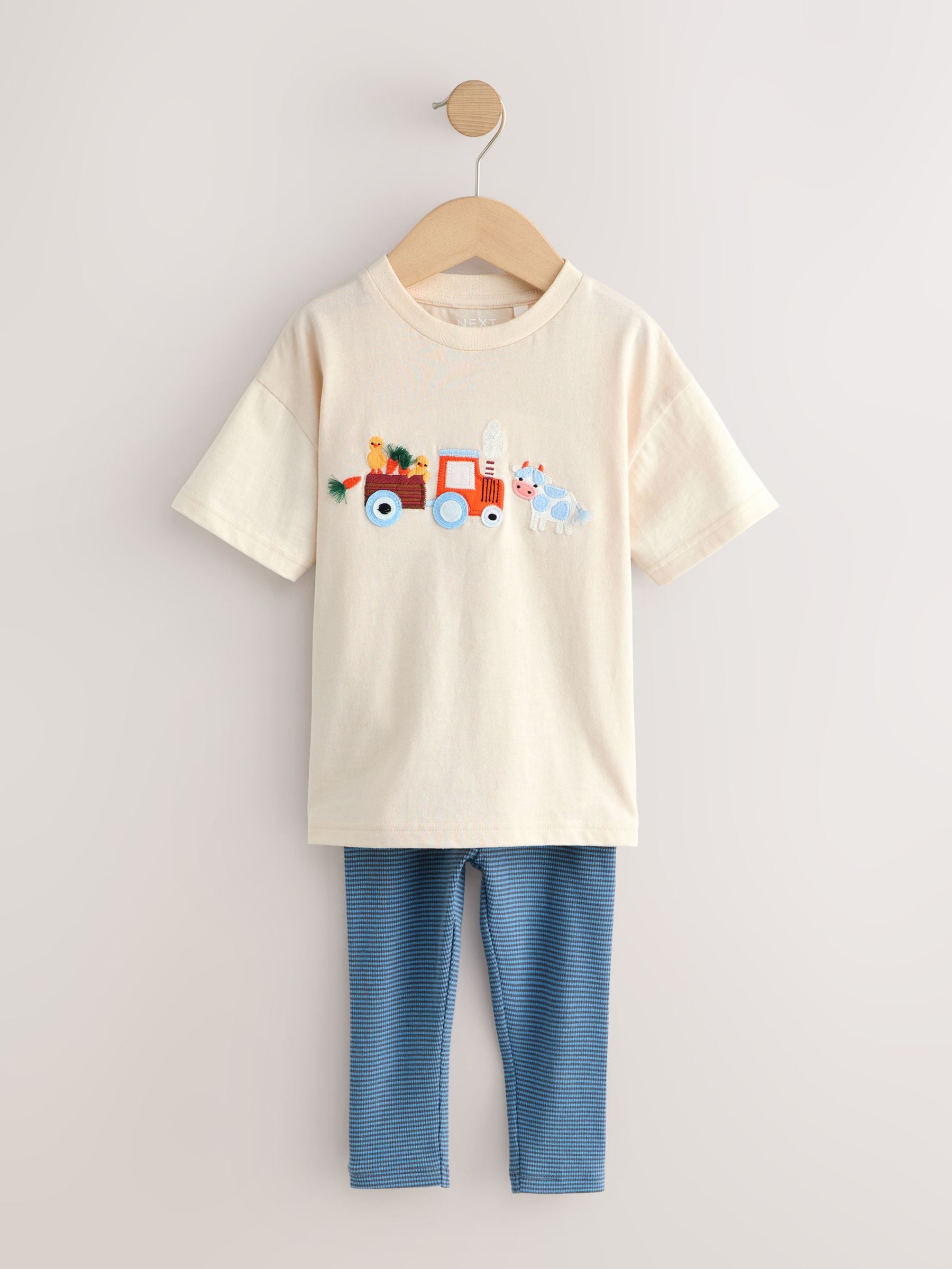 Neutral Farm Animals Short Sleeve T-Shirt and Leggings Set (3mths-7yrs) image 5