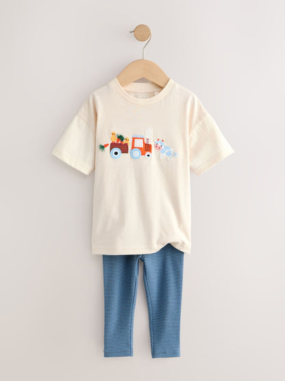 Neutral Farm Animals Short Sleeve T-Shirt and Leggings Set (3mths-7yrs) image 6