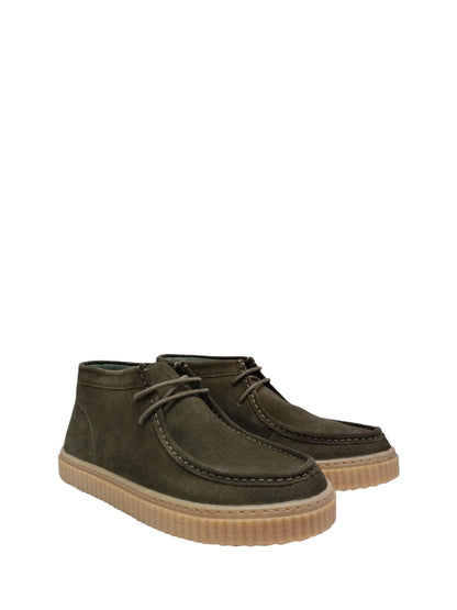 Off The Hook Green Bolan Suede Leather Lace Up Casual Ankle Boots image 1