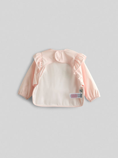 JoJo Maman Bébé Pink Woodland Frill Sleeved Bib image 2