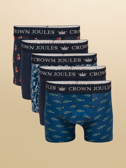 Dsiney Kidz - Joules Navy Cotton Jersey Boxer Shorts 5 Pack image 1