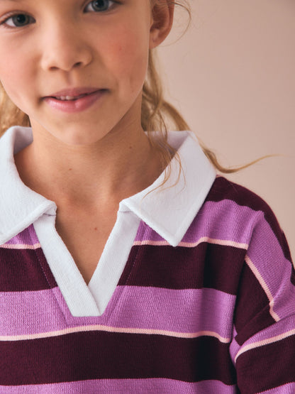 Burgundy Stripe Long Sleeve Rugby Dress (3-16yrs) image 4