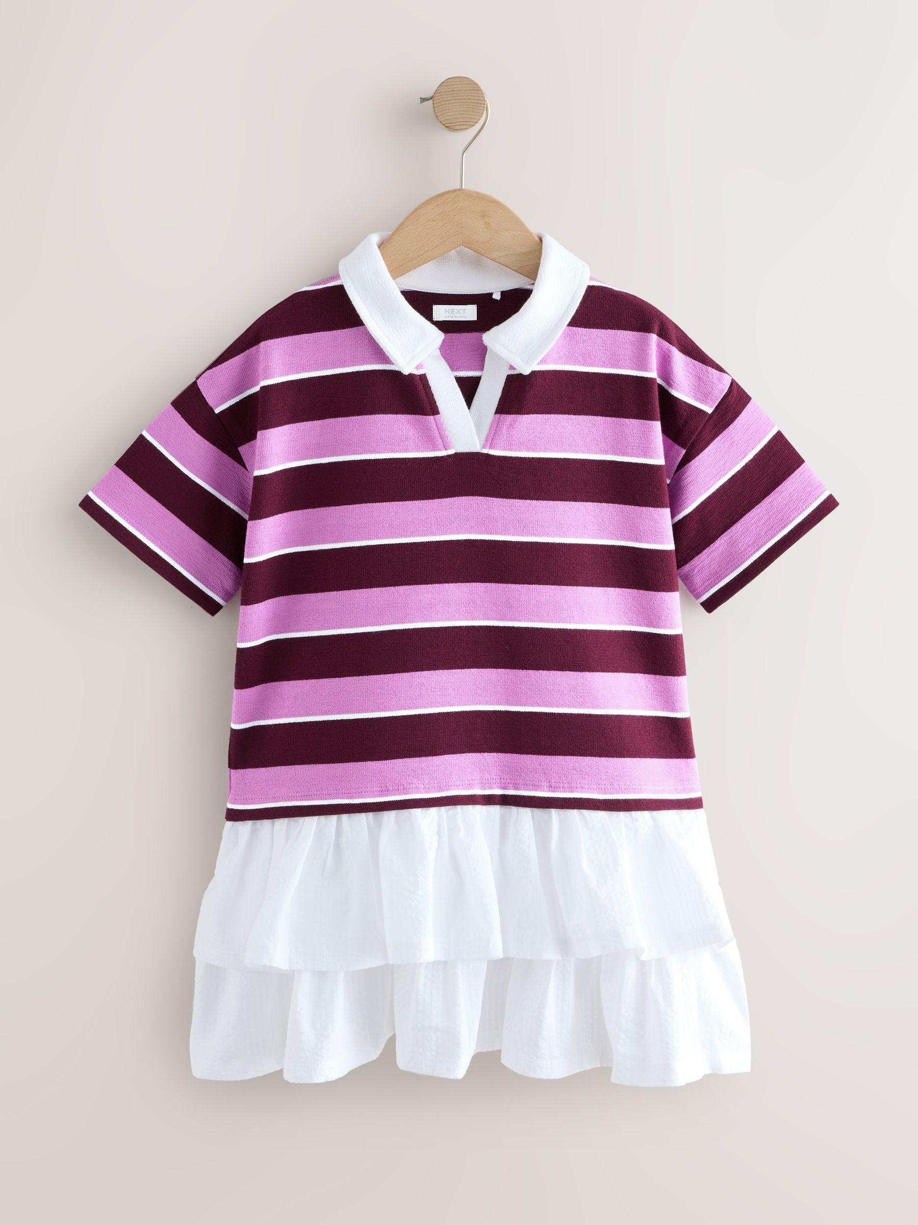 Burgundy Stripe Long Sleeve Rugby Dress (3-16yrs) image 5