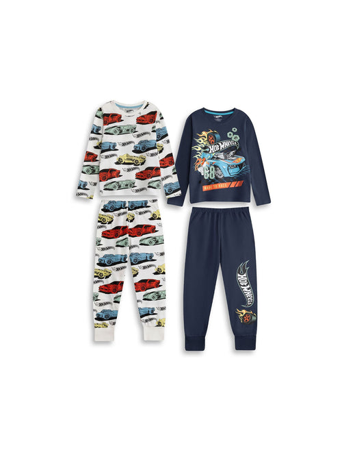 Vanilla Underground Blue Hot Wheels Multi-Pack of 2 Long Sleeve Long Leg Pyjamas Set image 1