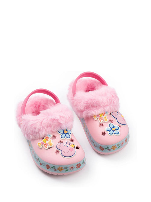 Vanilla Underground Pink Peppa Pig Flowers Fur Lined Clogs image 1