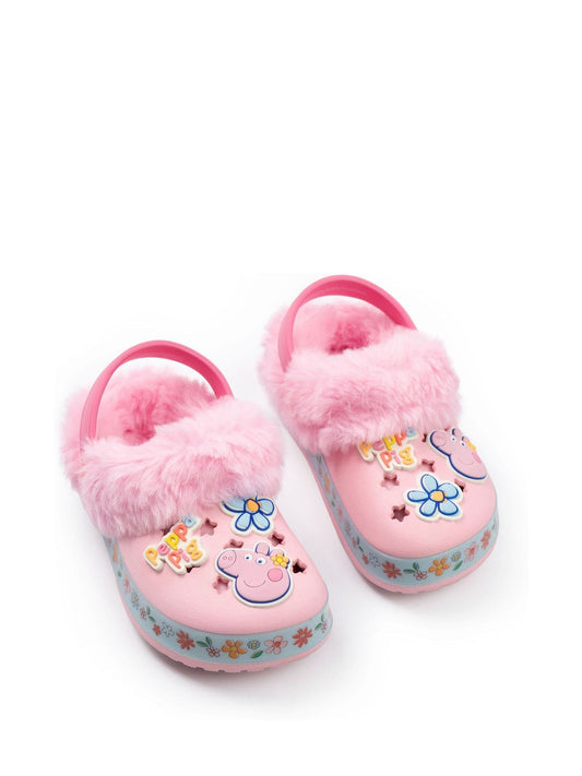 Vanilla Underground Pink Peppa Pig Flowers Fur Lined Clogs image 1