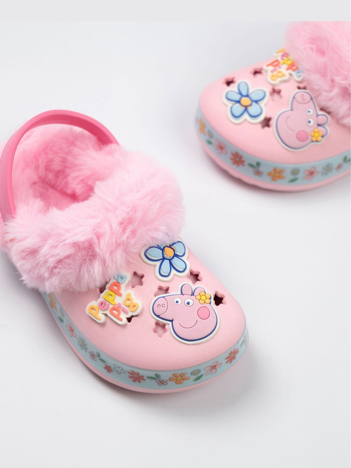 Vanilla Underground Pink Peppa Pig Flowers Fur Lined Clogs image 6
