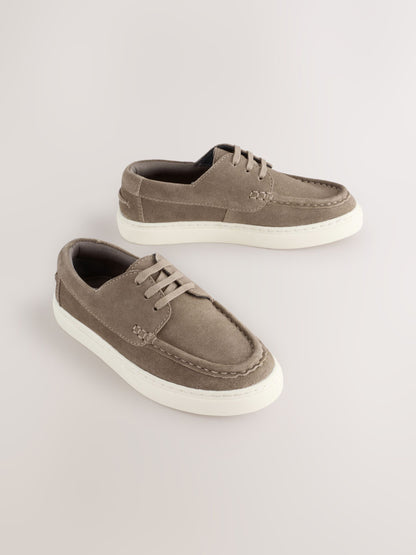 Neutral Suede Boat Shoes image 1
