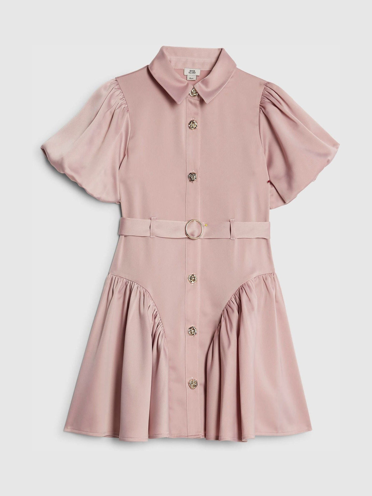 River Island Pink Satin Prom Dress image 1