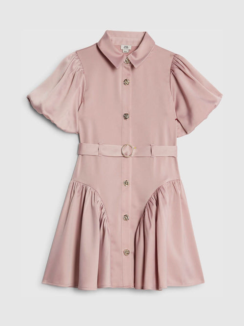 River Island Pink Satin Prom Dress image 1