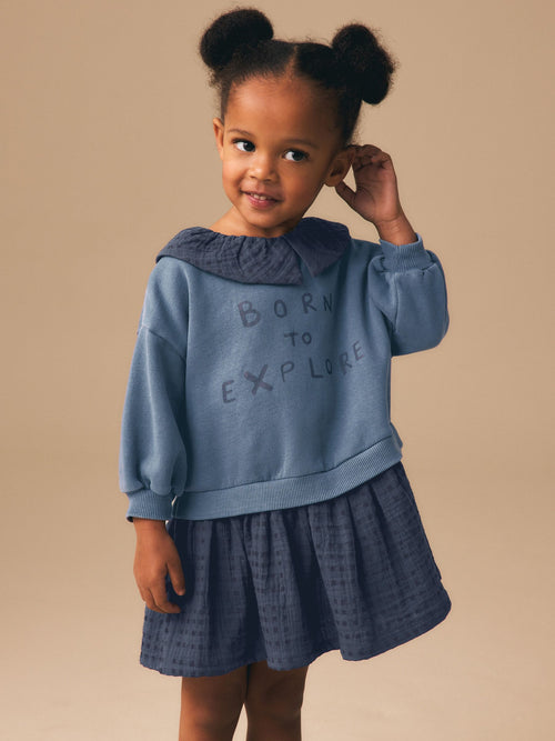 Navy Layered Sweat Dress (3mths-7yrs) image 1