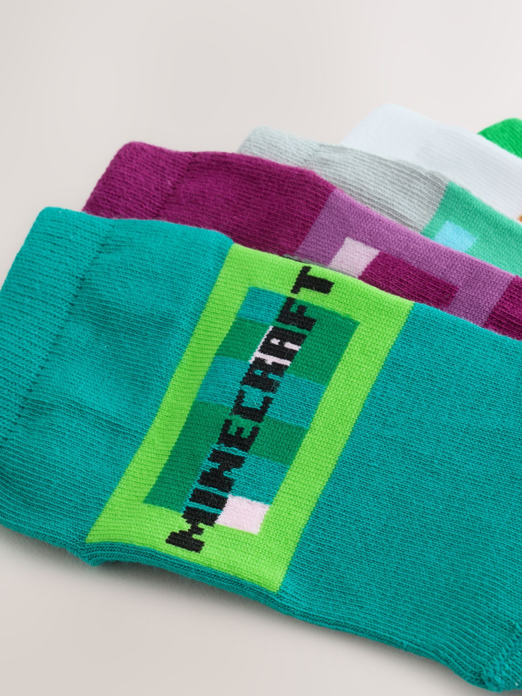 Dsiney Kidz - Minecraft Character Cotton Rich Trainer Socks 5 Pack image 2