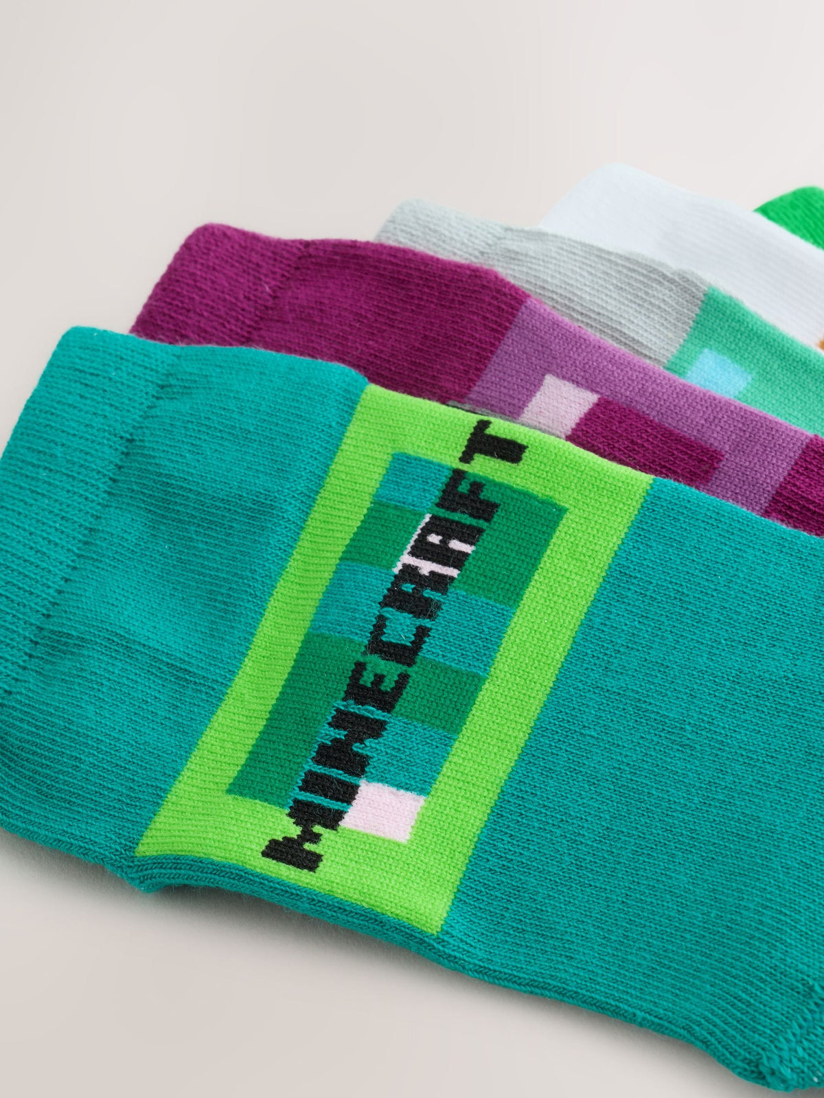 Dsiney Kidz - Minecraft Character Cotton Rich Trainer Socks 5 Pack image 2