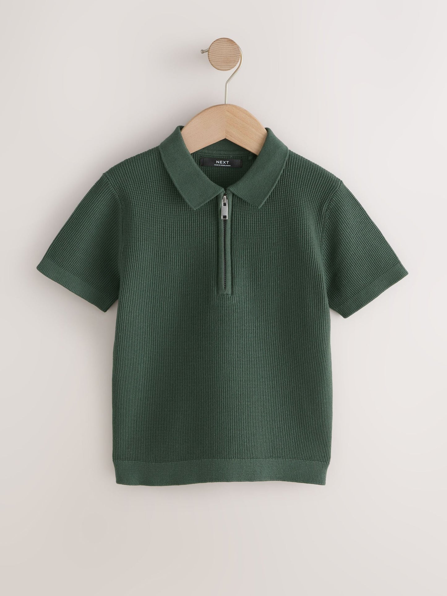 Dsiney Kidz - Dark Green Knitted Zip Neck Polo Shirt (3-16yrs) image 1