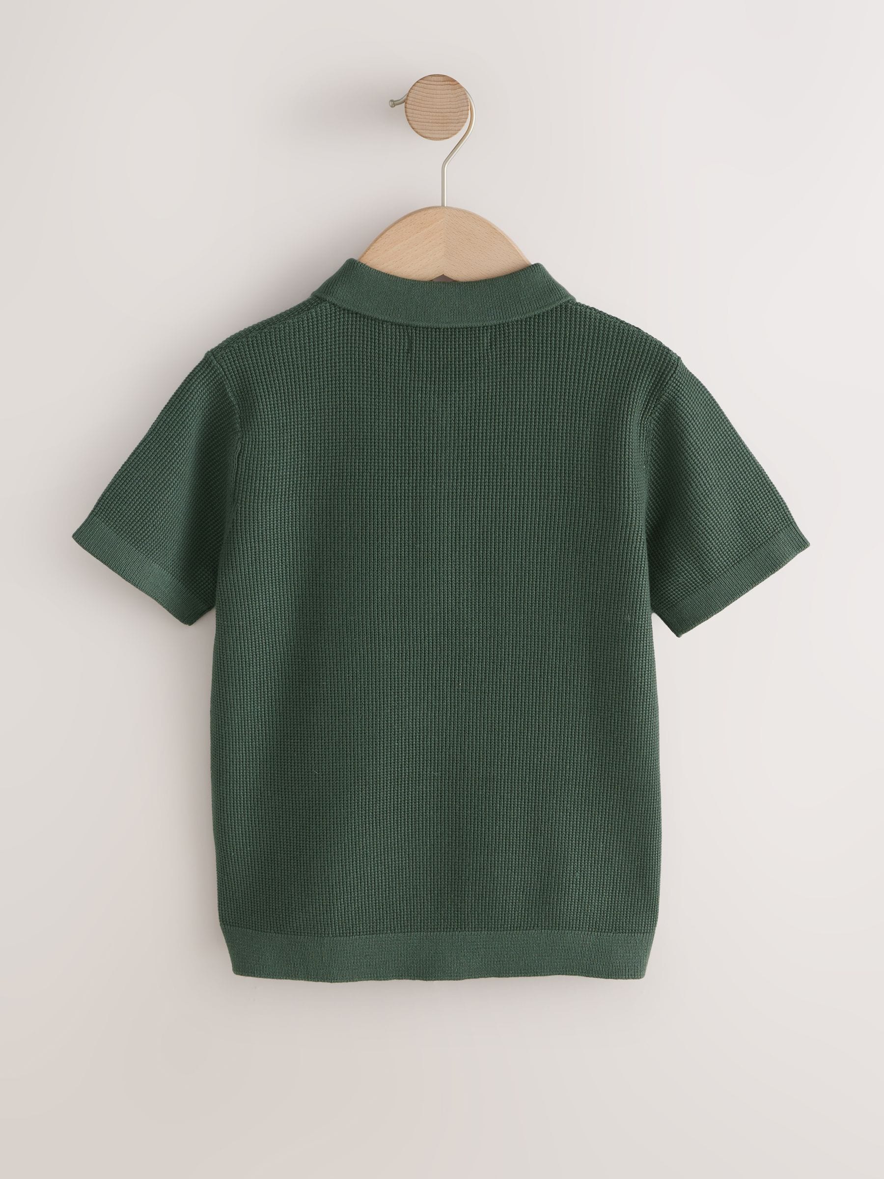 Dsiney Kidz - Dark Green Knitted Zip Neck Polo Shirt (3-16yrs) image 2