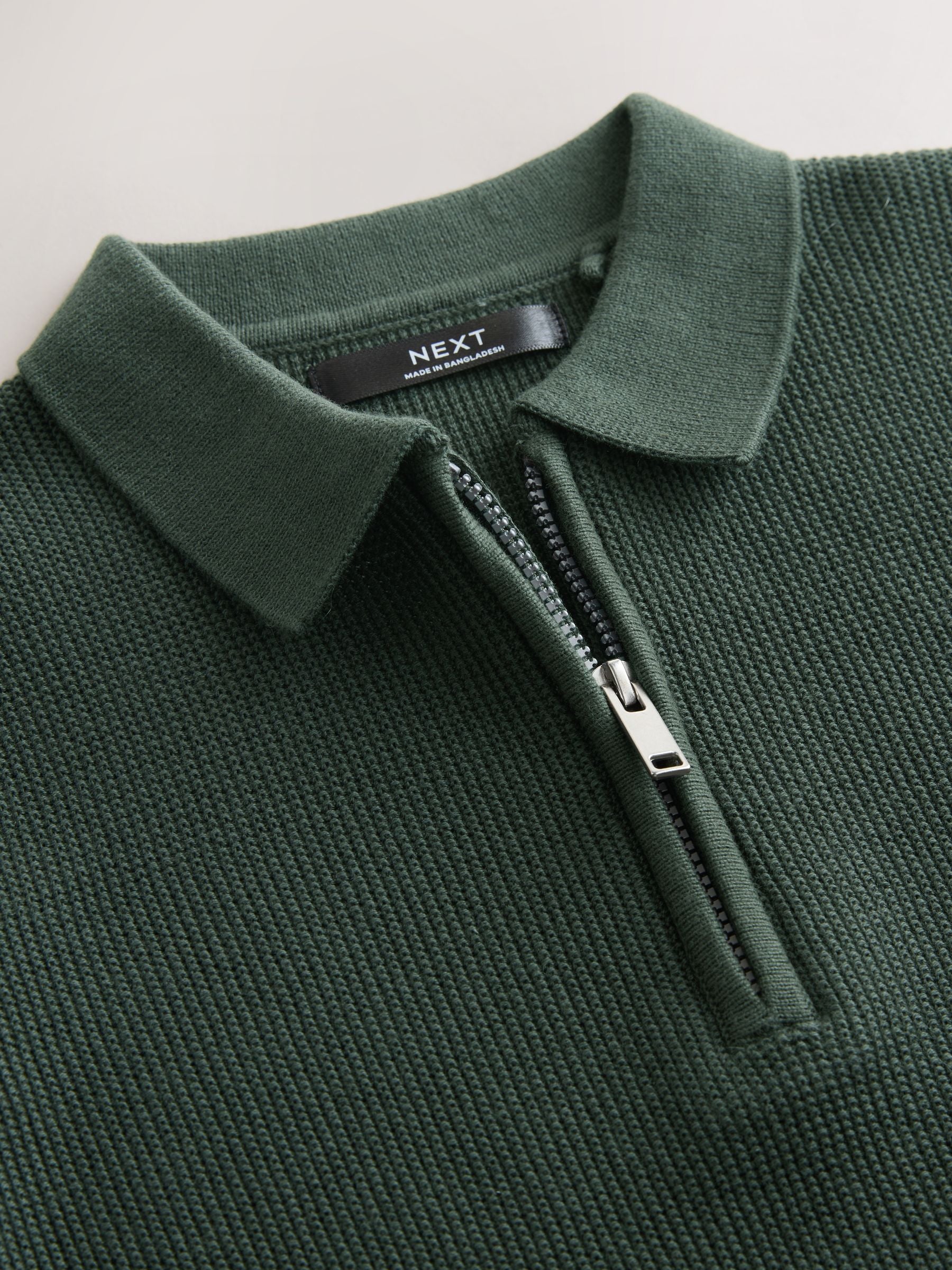 Dsiney Kidz - Dark Green Knitted Zip Neck Polo Shirt (3-16yrs) image 3