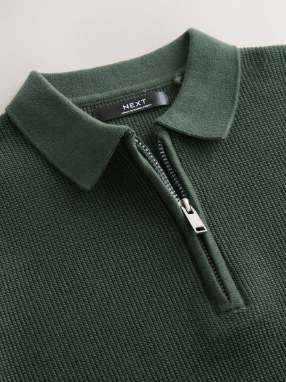 Dsiney Kidz - Dark Green Knitted Zip Neck Polo Shirt (3-16yrs) image 3