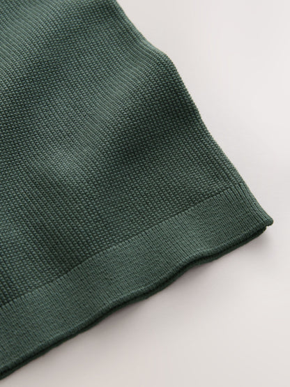 Dsiney Kidz - Dark Green Knitted Zip Neck Polo Shirt (3-16yrs) image 4