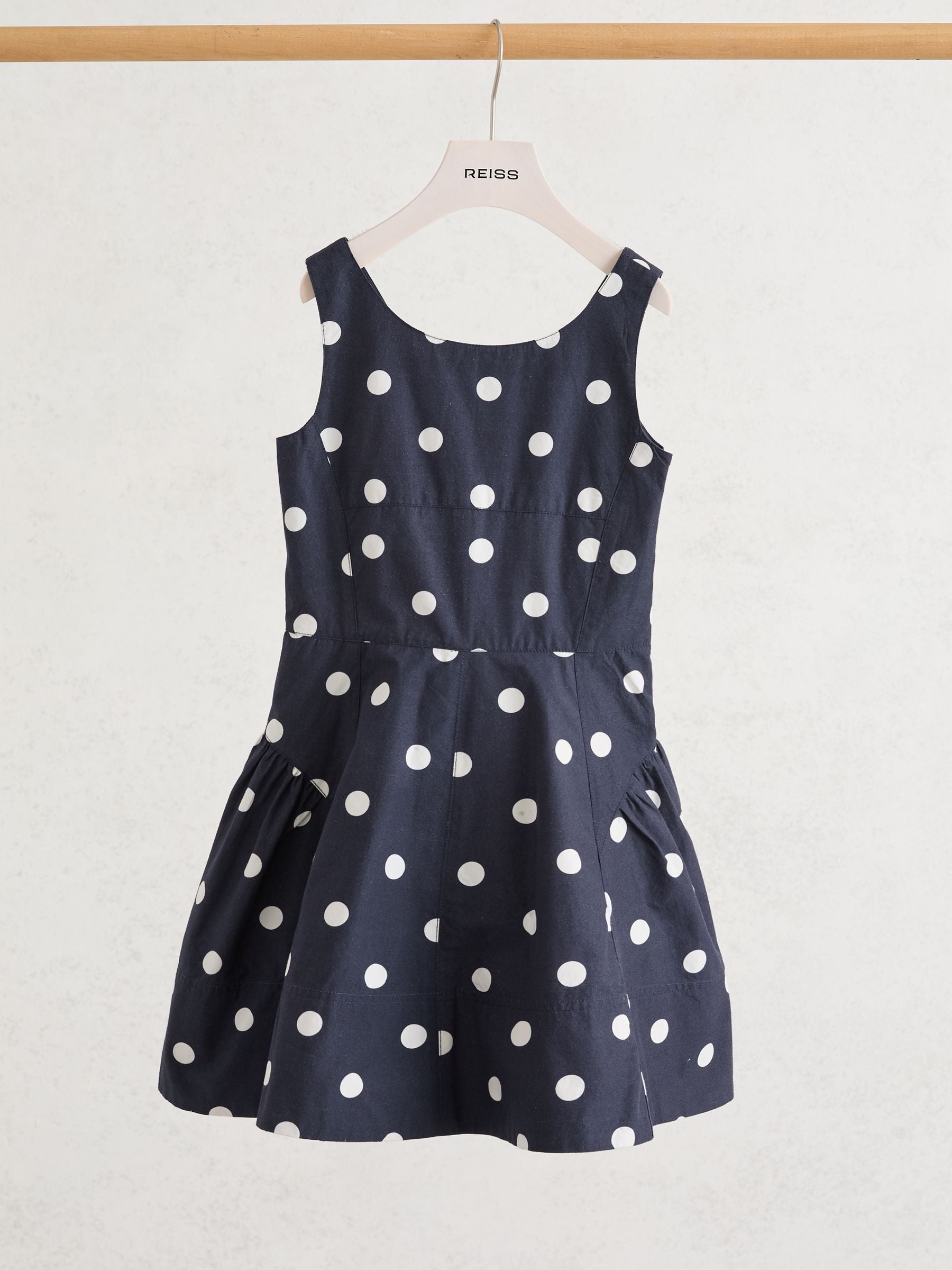 Reiss Navy/Ivory Irena 3-9 yrs Cotton Polka-Dot Sleeveless Dress image 1