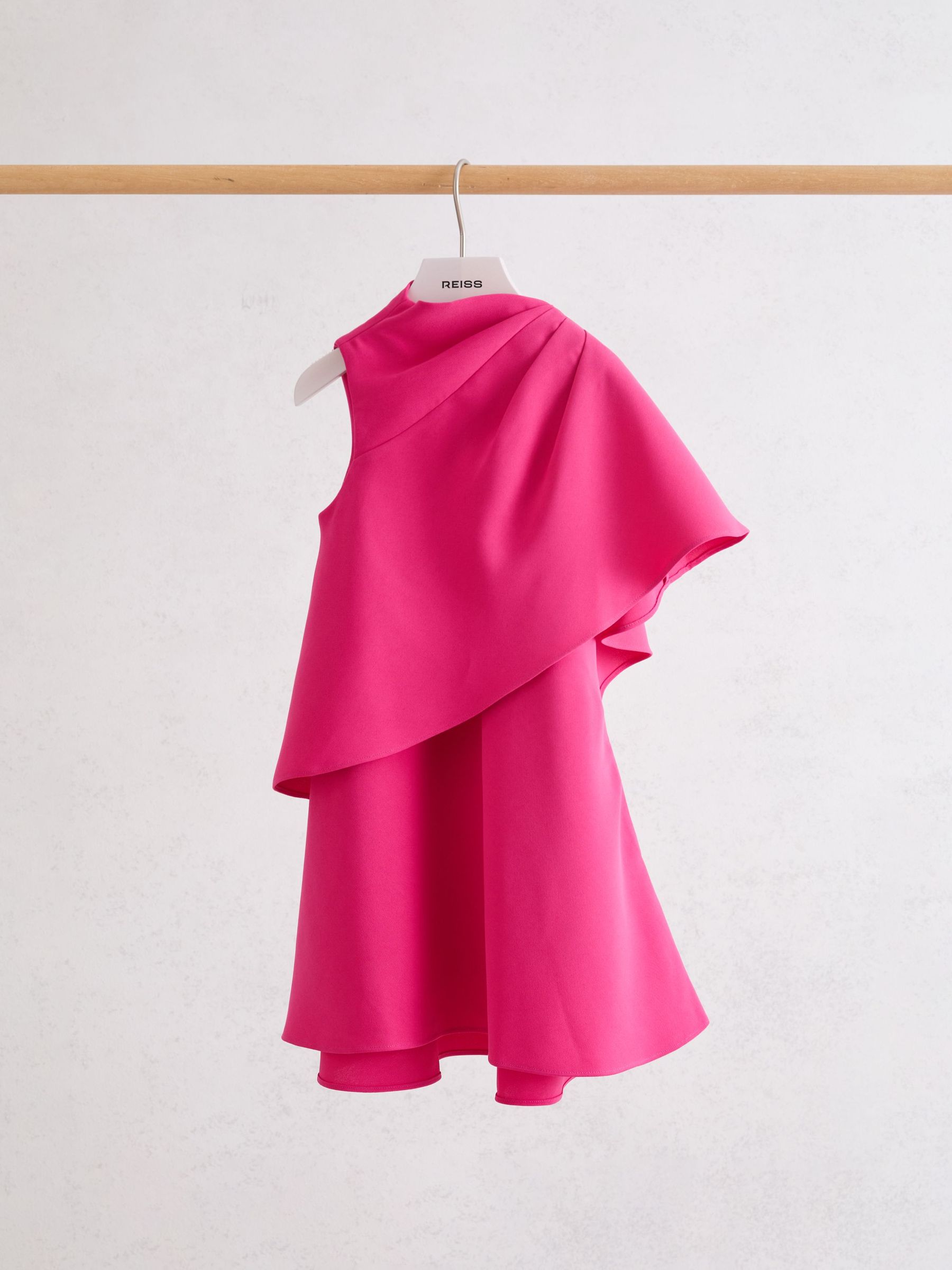 Reiss Pink Santana 9-13 yrs Asymmetric Tiered Draped Dress image 1
