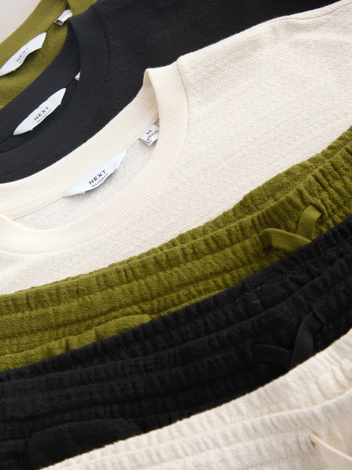 Khaki Green / Ecru White / Black Co-ord T-Shirt And Shorts Set 3 Pack image 4