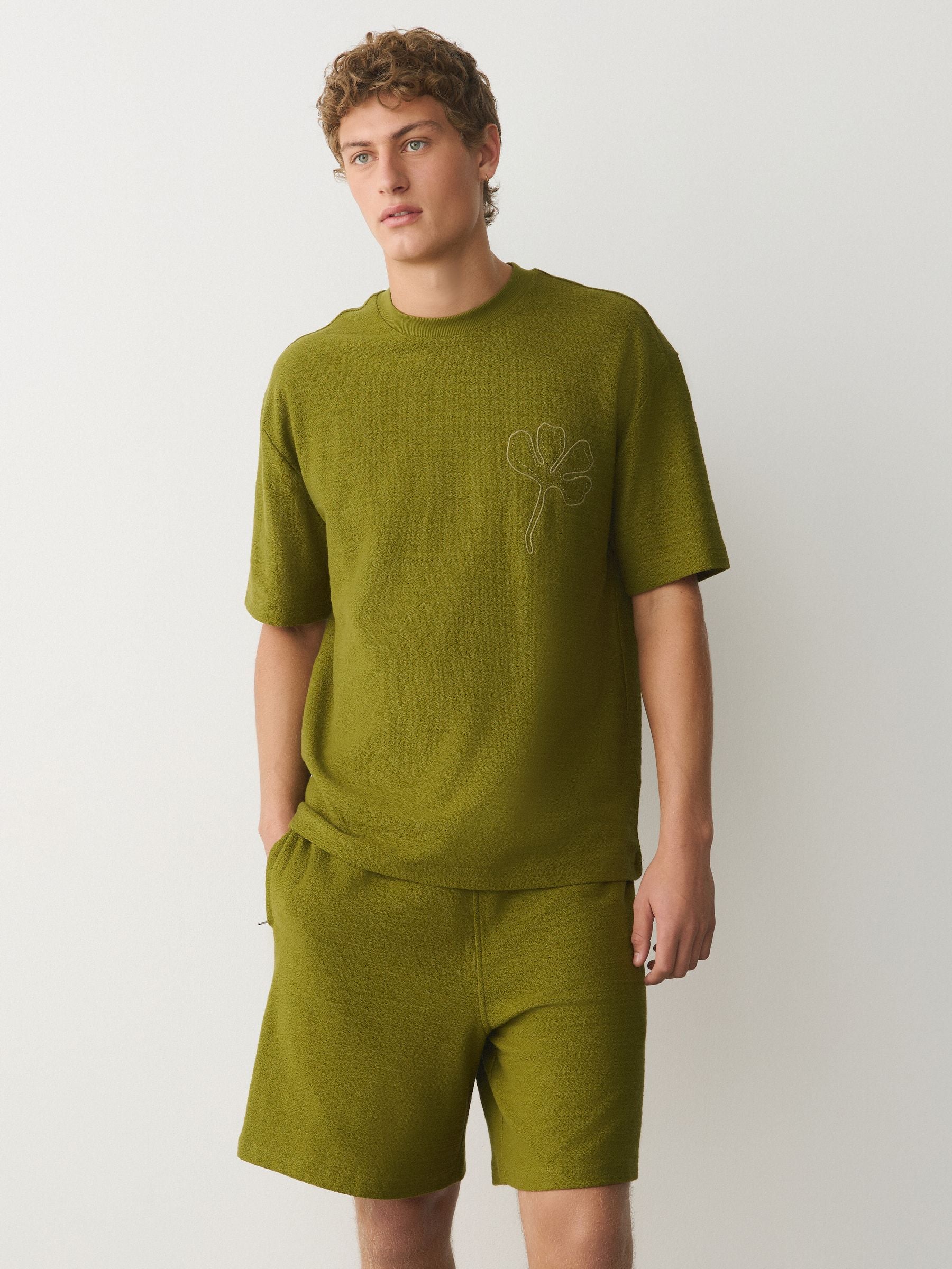 Khaki Green / Ecru White / Black Co-ord T-Shirt And Shorts Set 3 Pack image 6