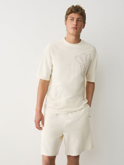Khaki Green / Ecru White / Black Co-ord T-Shirt And Shorts Set 3 Pack image 8