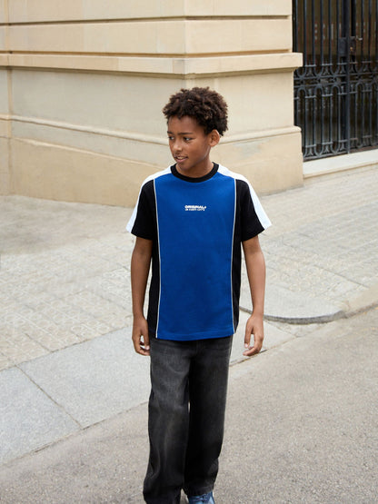 Dsiney Kidz - Cobalt Blue Sport Colourblock Short Sleeve T-Shirt (3-16yrs) image 2