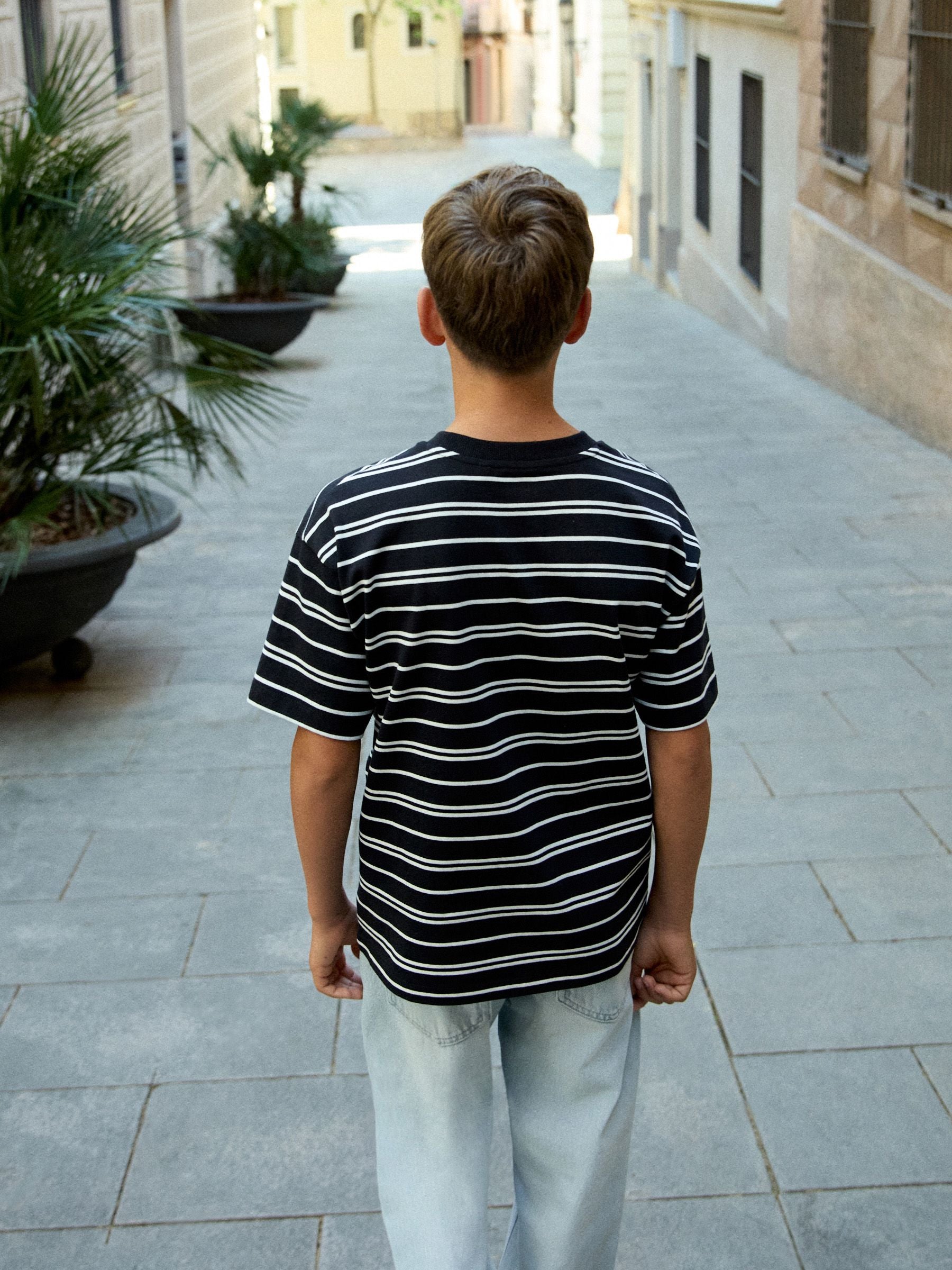 Dsiney Kidz - Black/White Stripe Short Sleeve Graphic T-Shirt (3-16yrs) image 3