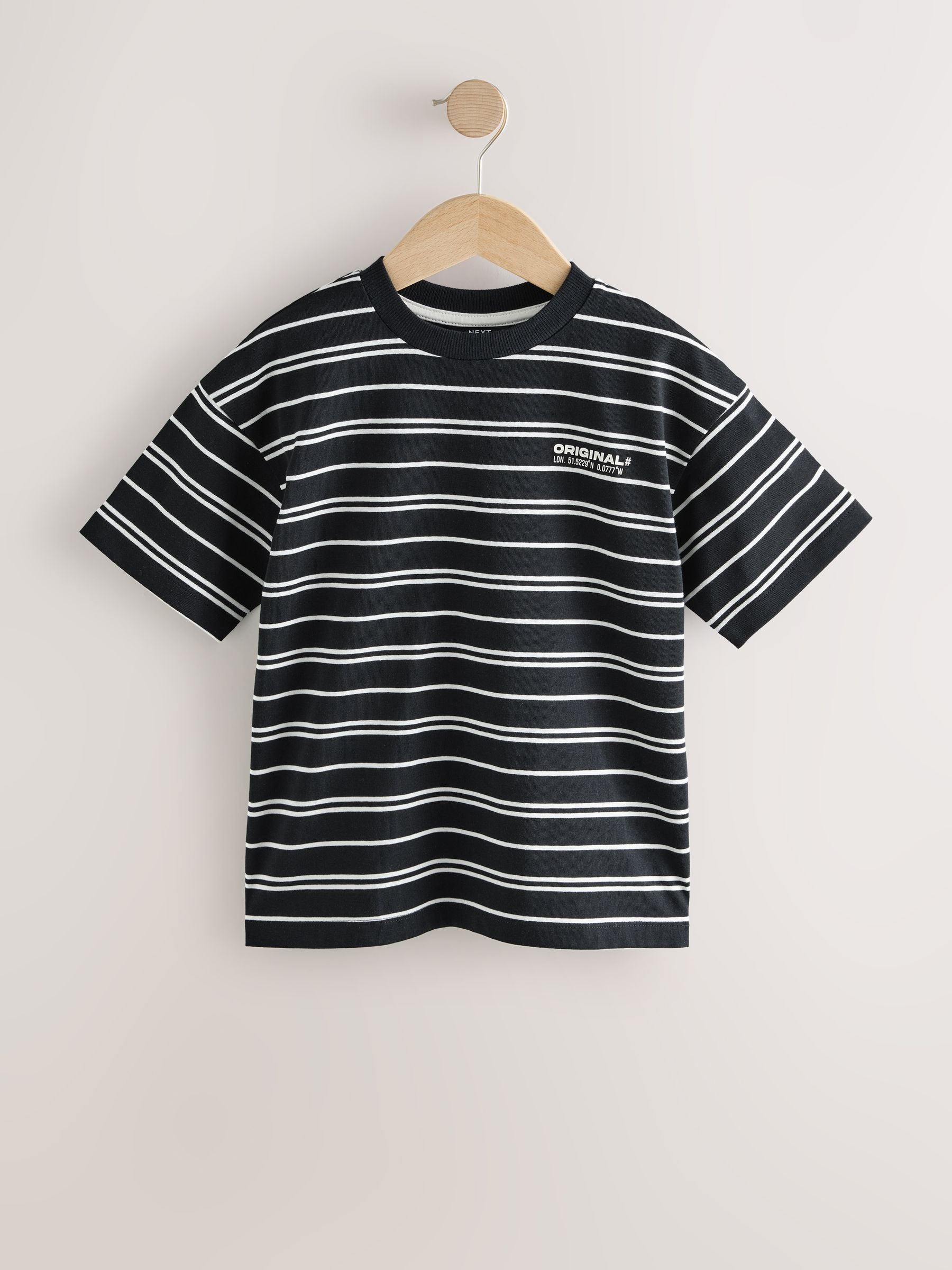 Dsiney Kidz - Black/White Stripe Short Sleeve Graphic T-Shirt (3-16yrs) image 4