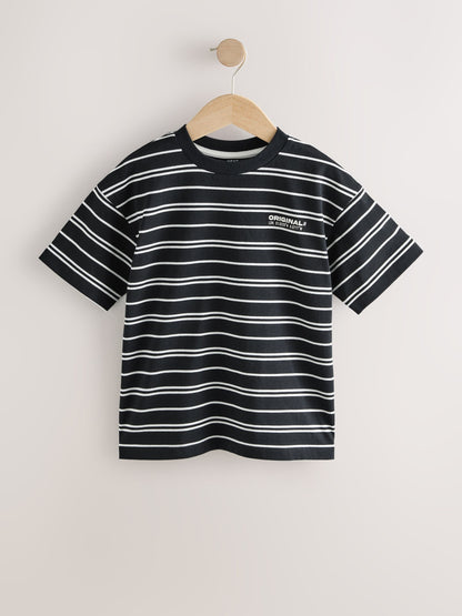 Dsiney Kidz - Black/White Stripe Short Sleeve Graphic T-Shirt (3-16yrs) image 4