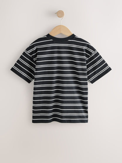 Dsiney Kidz - Black/White Stripe Short Sleeve Graphic T-Shirt (3-16yrs) image 5