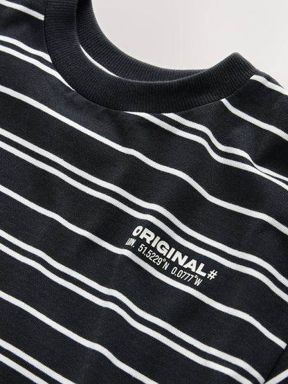 Dsiney Kidz - Black/White Stripe Short Sleeve Graphic T-Shirt (3-16yrs) image 6