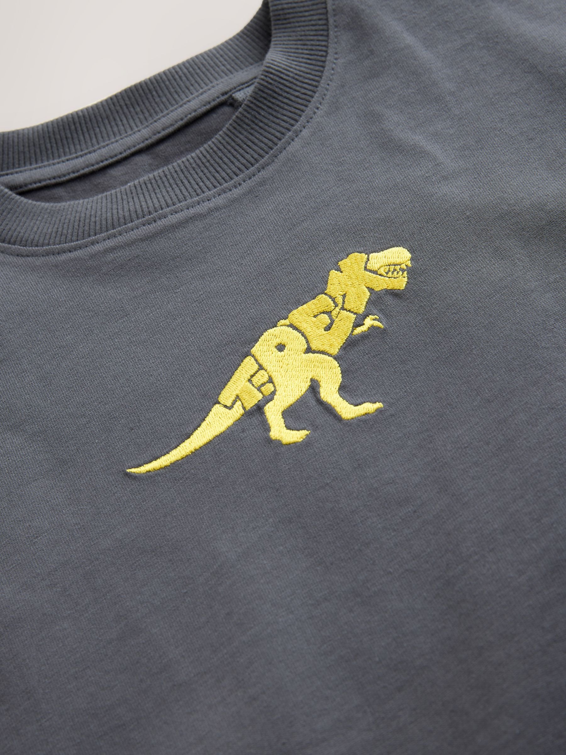 Dsiney Kidz - Charcoal Dino Embroidery Short Sleeve Graphic T-Shirt (3-16yrs) image 3