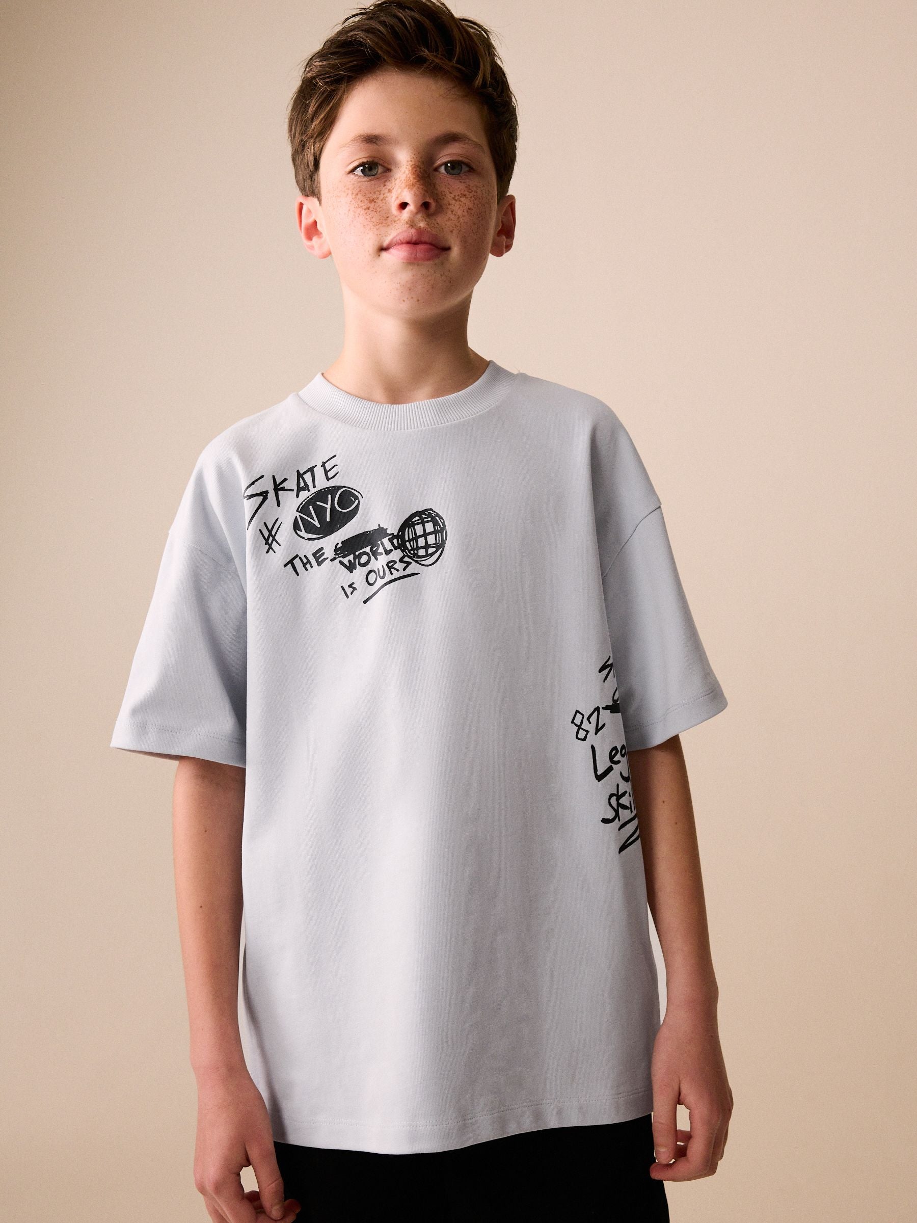 Dsiney Kidz - Grey Skate Short Sleeve Graphic T-Shirt (3-16yrs) image 1