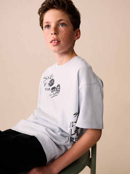 Dsiney Kidz - Grey Skate Short Sleeve Graphic T-Shirt (3-16yrs) image 2