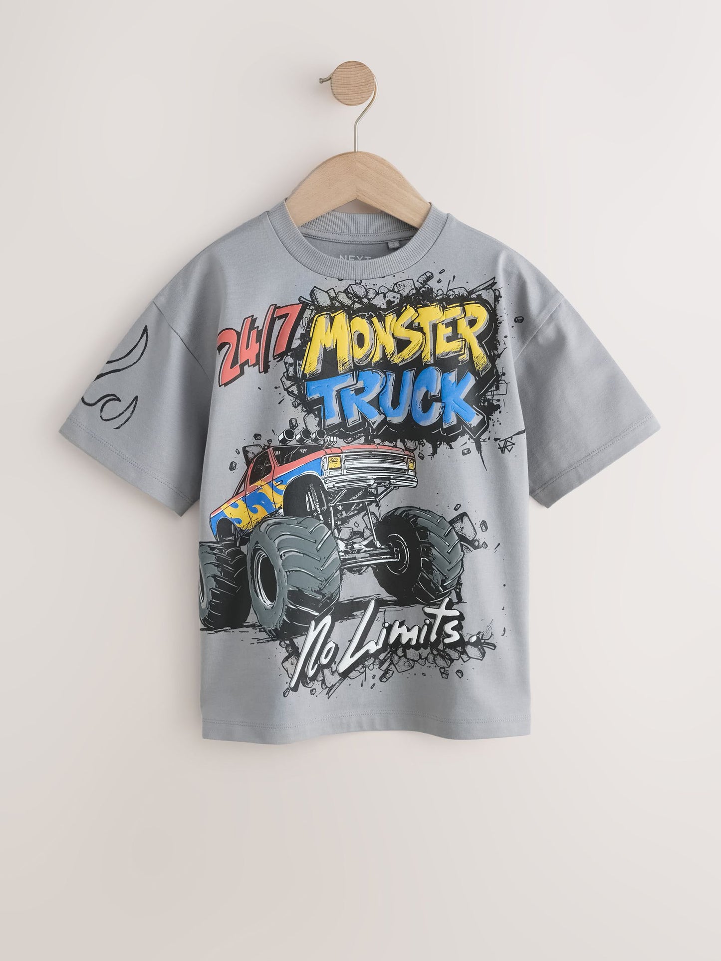 Dsiney Kidz - Grey Monster Truck Short Sleeve Graphic T-Shirt (3-16yrs) image 1