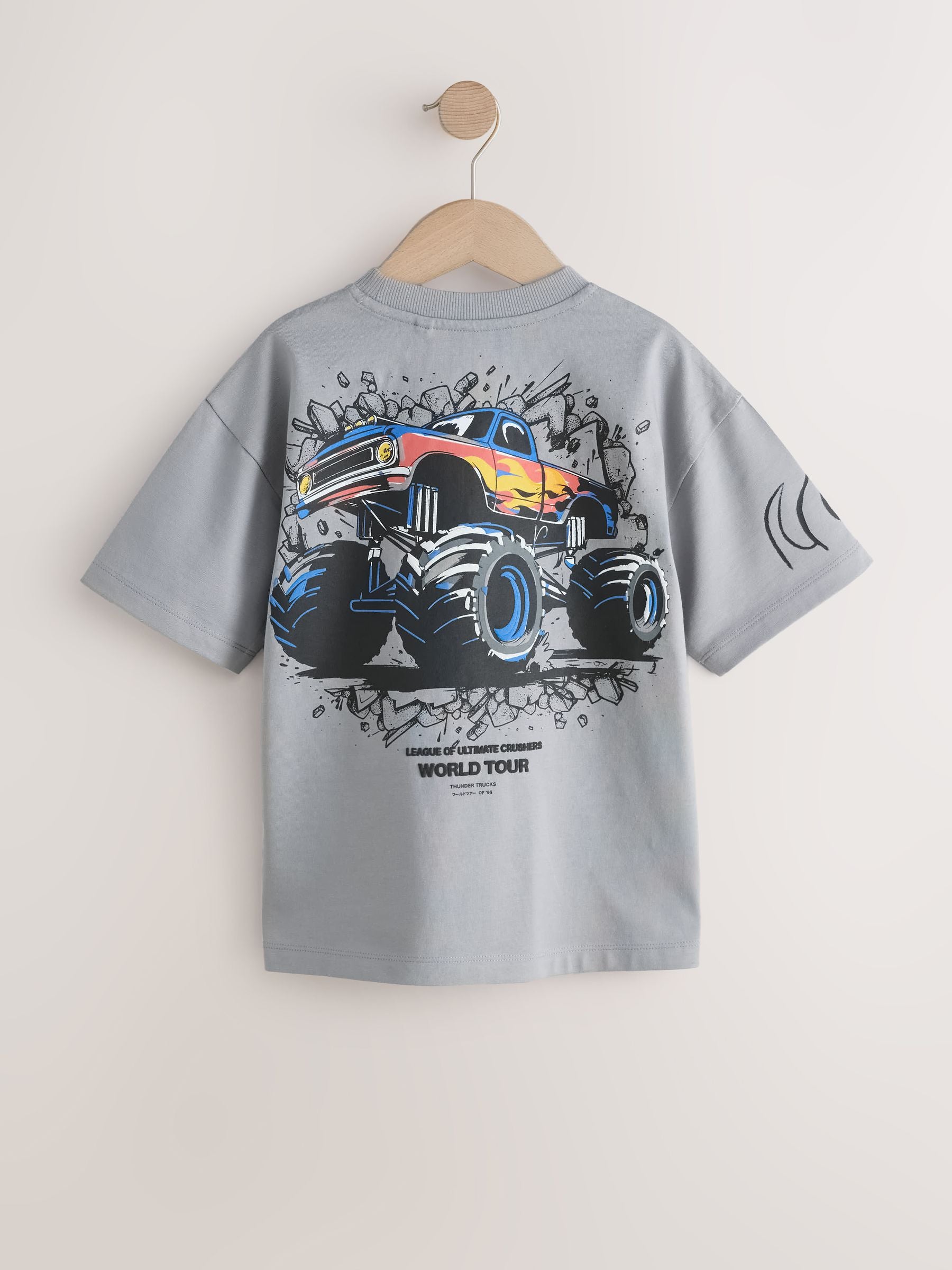 Dsiney Kidz - Grey Monster Truck Short Sleeve Graphic T-Shirt (3-16yrs) image 2