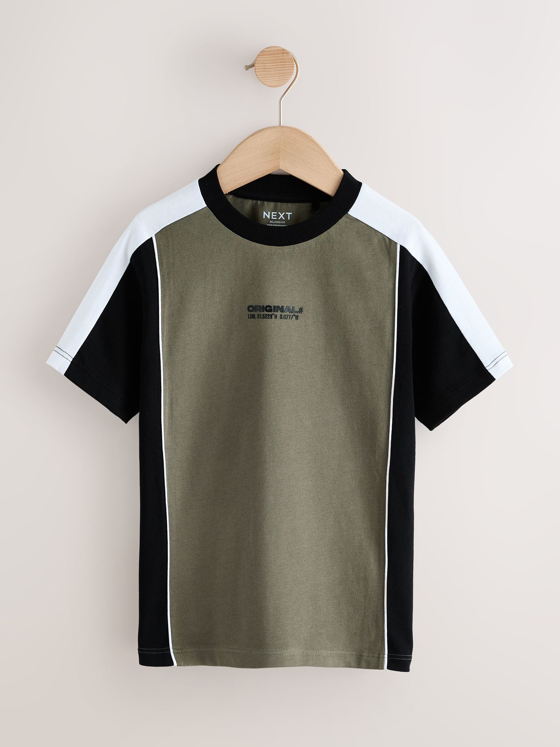 Dsiney Kidz - Khaki/White Sport Colourblock Short Sleeve T-Shirt (3-16yrs) image 5